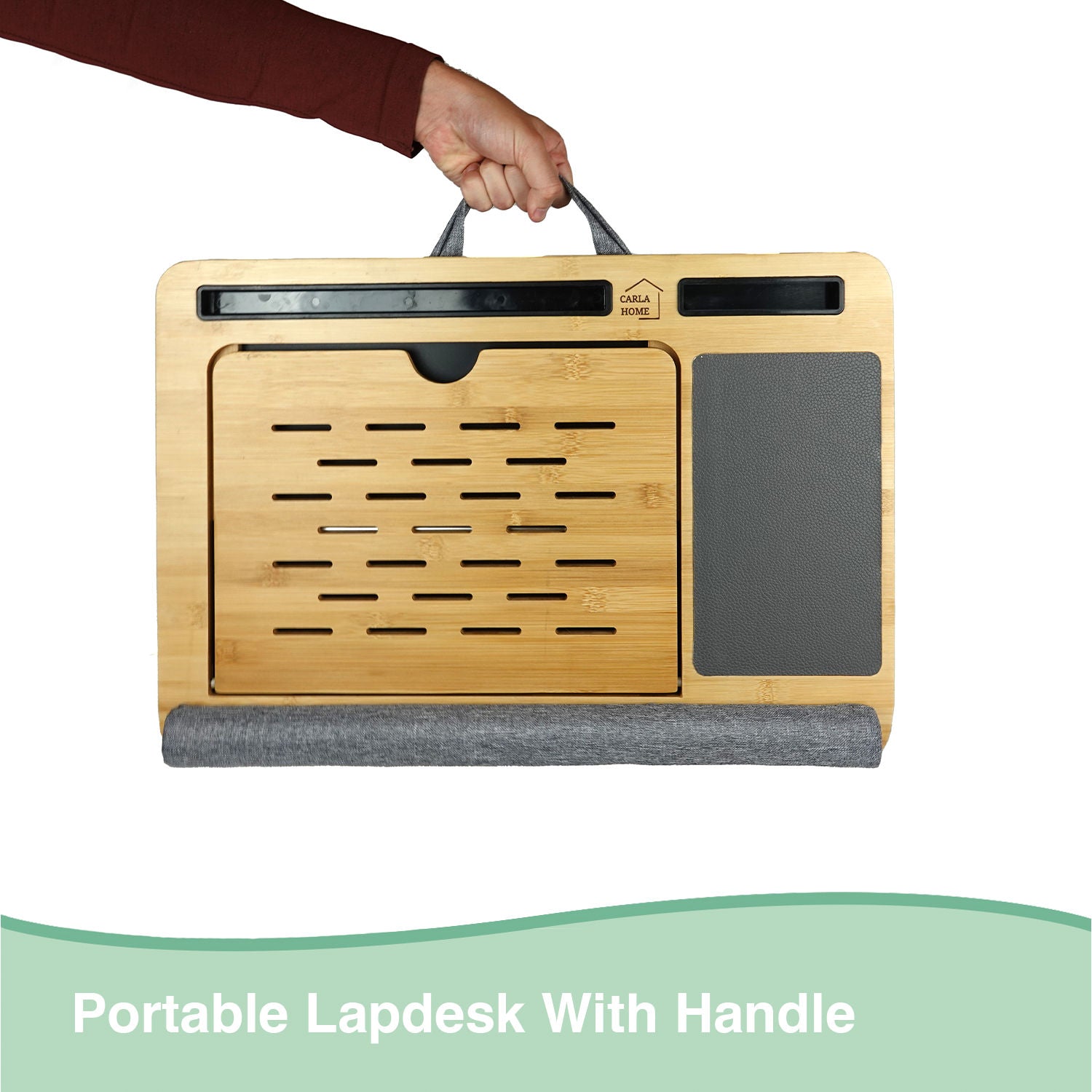 Bamboo Laptop Lap Desk with Cushion and Angle Adjustable for Office and Home - Electronics > Computer Accessories > Laptop Stands - Rivercity House & Home Co. (ABN 18 642 972 209) - Affordable Modern Furniture Australia