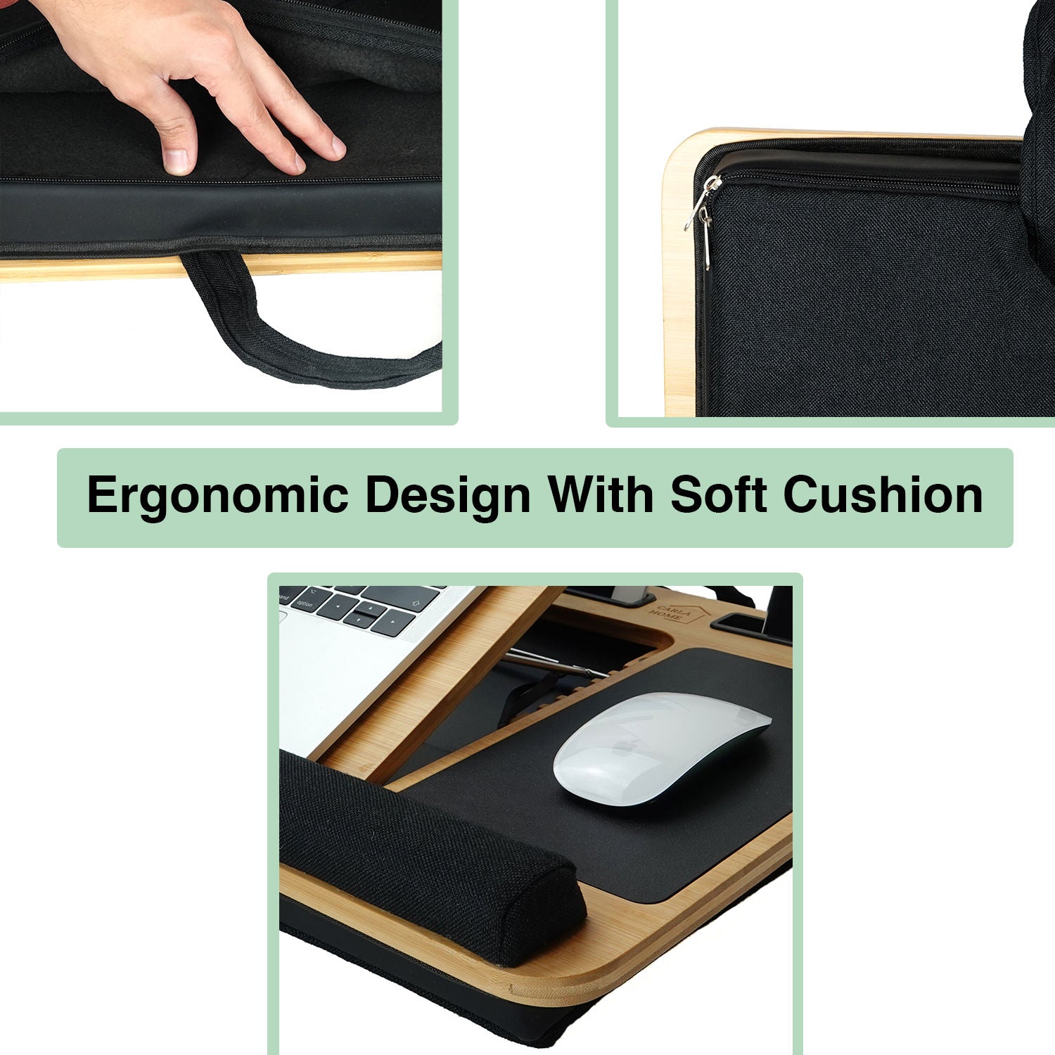 Bamboo Laptop Lap Desk with Cushion, Angle Adjustable and Sleeve Case Bag for Office and Home - Electronics > Computer Accessories > Laptop Stands - Rivercity House & Home Co. (ABN 18 642 972 209) - Affordable Modern Furniture Australia