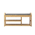 Bamboo Shoe Rack Bench with Storage for Entryway Seating - Natural