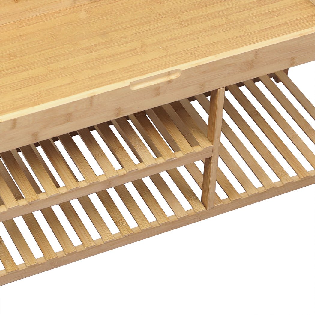 Bamboo Shoe Rack Bench with Storage for Entryway Seating - Natural - Rivercity House & Home Co. (ABN 18 642 972 209) - Affordable Modern Furniture Australia