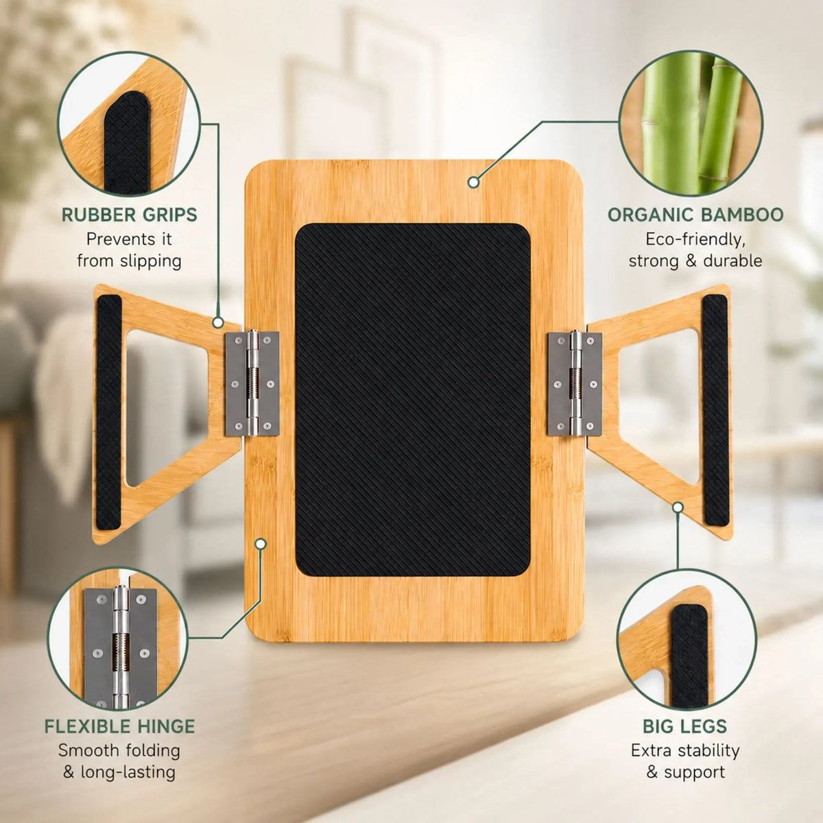 Bamboo Sofa Arm Tray with 360° Rotating Phone Holder and Cup Recess - Natural - Furniture > Sofas > Sofa Accessories - Rivercity House & Home Co. (ABN 18 642 972 209) - Affordable Modern Furniture Australia
