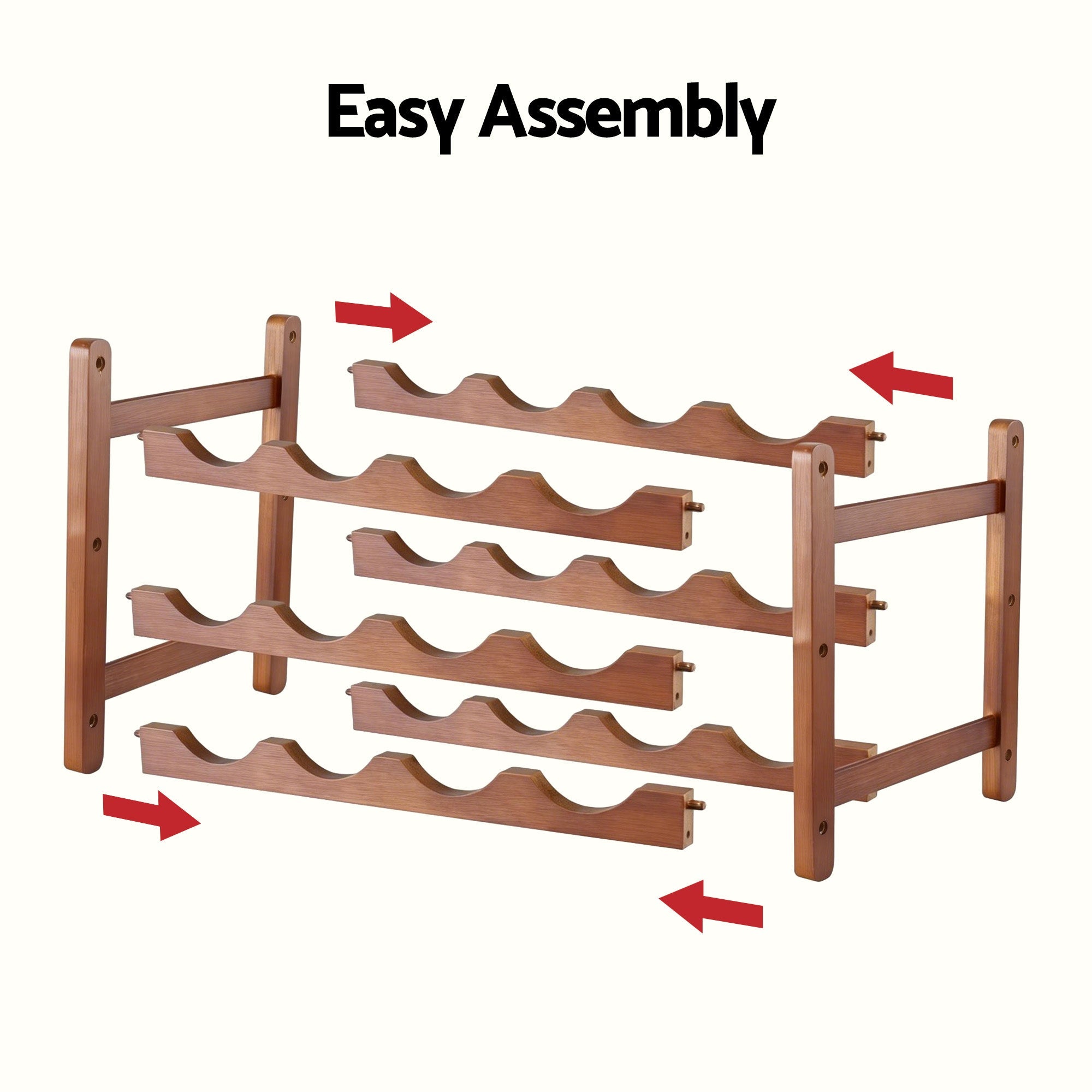 Bamboo Wine Rack 3 - Tier Display Storage Organizer 12 Bottle Walnut - Furniture > Dining > Wine Racks - Rivercity House & Home Co. (ABN 18 642 972 209) - Affordable Modern Furniture Australia