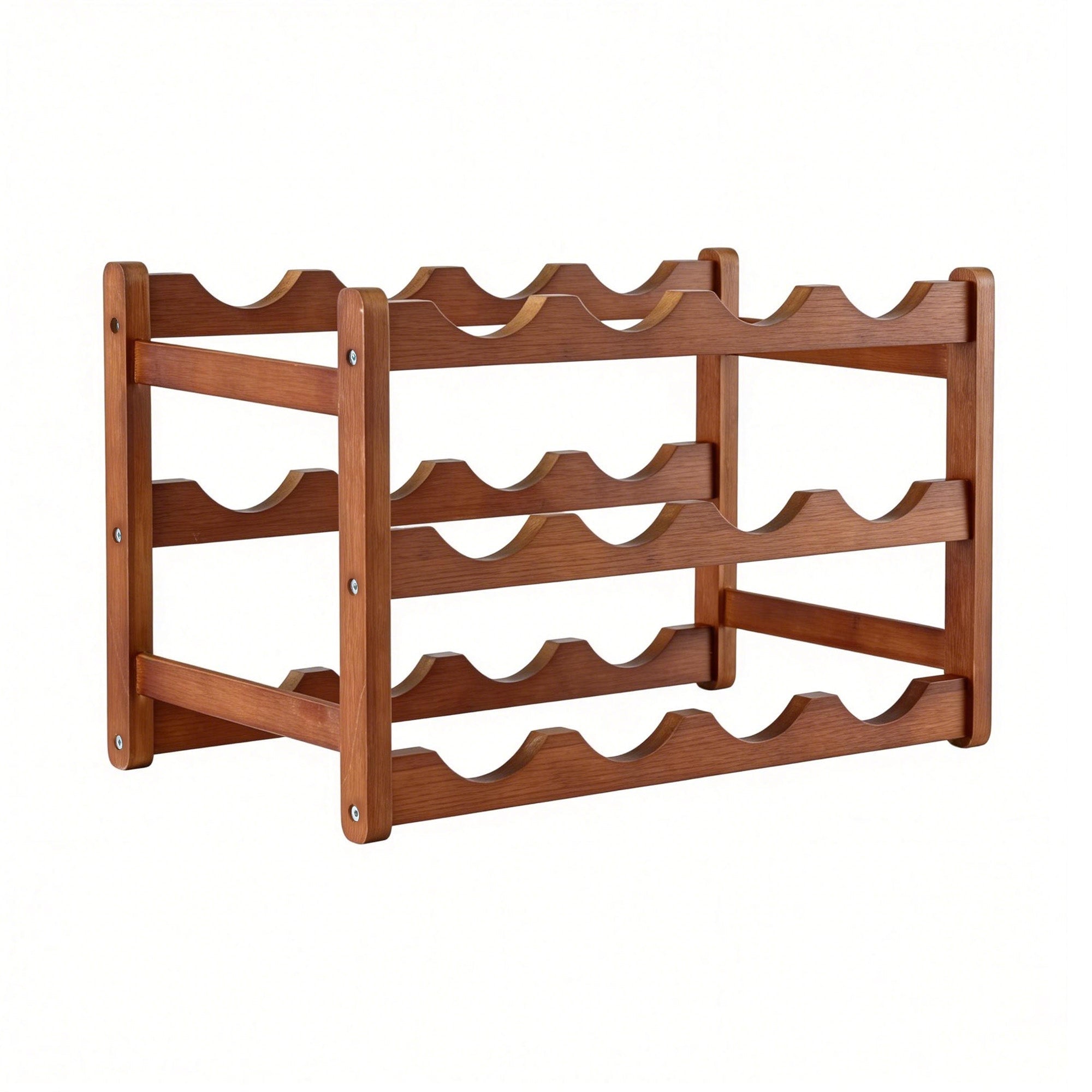 Bamboo Wine Rack 3 - Tier Display Storage Organizer 12 Bottle Walnut - Furniture > Dining > Wine Racks - Rivercity House & Home Co. (ABN 18 642 972 209) - Affordable Modern Furniture Australia