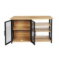 Bar Cabinet Buffet Sideboard with Wine Rack - Oak and Black