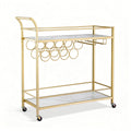 Marble Bar Cart with Wine Rack and Glass Holder 85cm - Gold