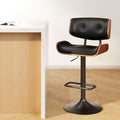 Harper Wood and Leather Gas Lift Bar Stool Black