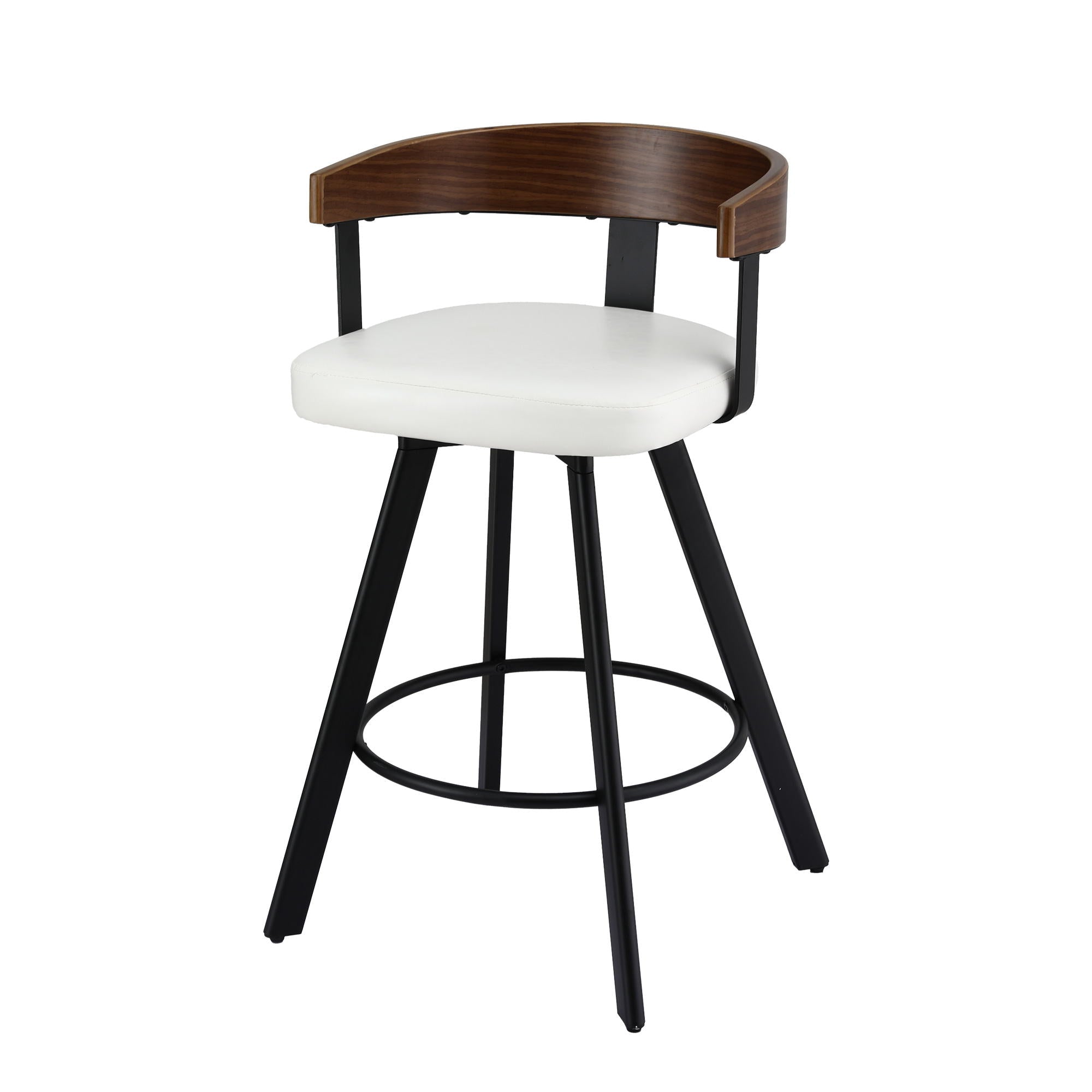 Bar Stool Swivel Metal Legs Kitchen Chair Bentwood Counter Leather White - Furniture > Bar Stools & Chairs > Table & Bar Stools - Rivercity House & Home Co. (ABN 18 642 972 209) - Affordable Modern Furniture Australia