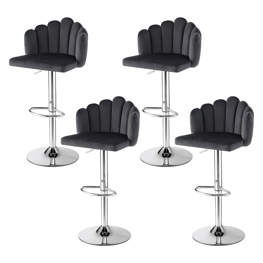 Bar Stool X4 Kitchen Dining Counter Gaslift Chair Adjustable Velvet Grey - Furniture > Bar Stools & Chairs > Table & Bar Stools - Rivercity House & Home Co. (ABN 18 642 972 209) - Affordable Modern Furniture Australia