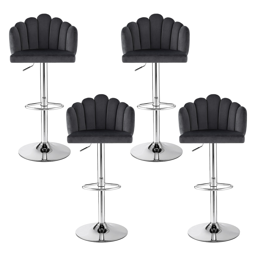 Bar Stool X4 Kitchen Dining Counter Gaslift Chair Adjustable Velvet Grey - Furniture > Bar Stools & Chairs > Table & Bar Stools - Rivercity House & Home Co. (ABN 18 642 972 209) - Affordable Modern Furniture Australia