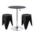 Bar Stools and Table Set 3PCS Dining Desk Kitchen Chair PVC Leather Black