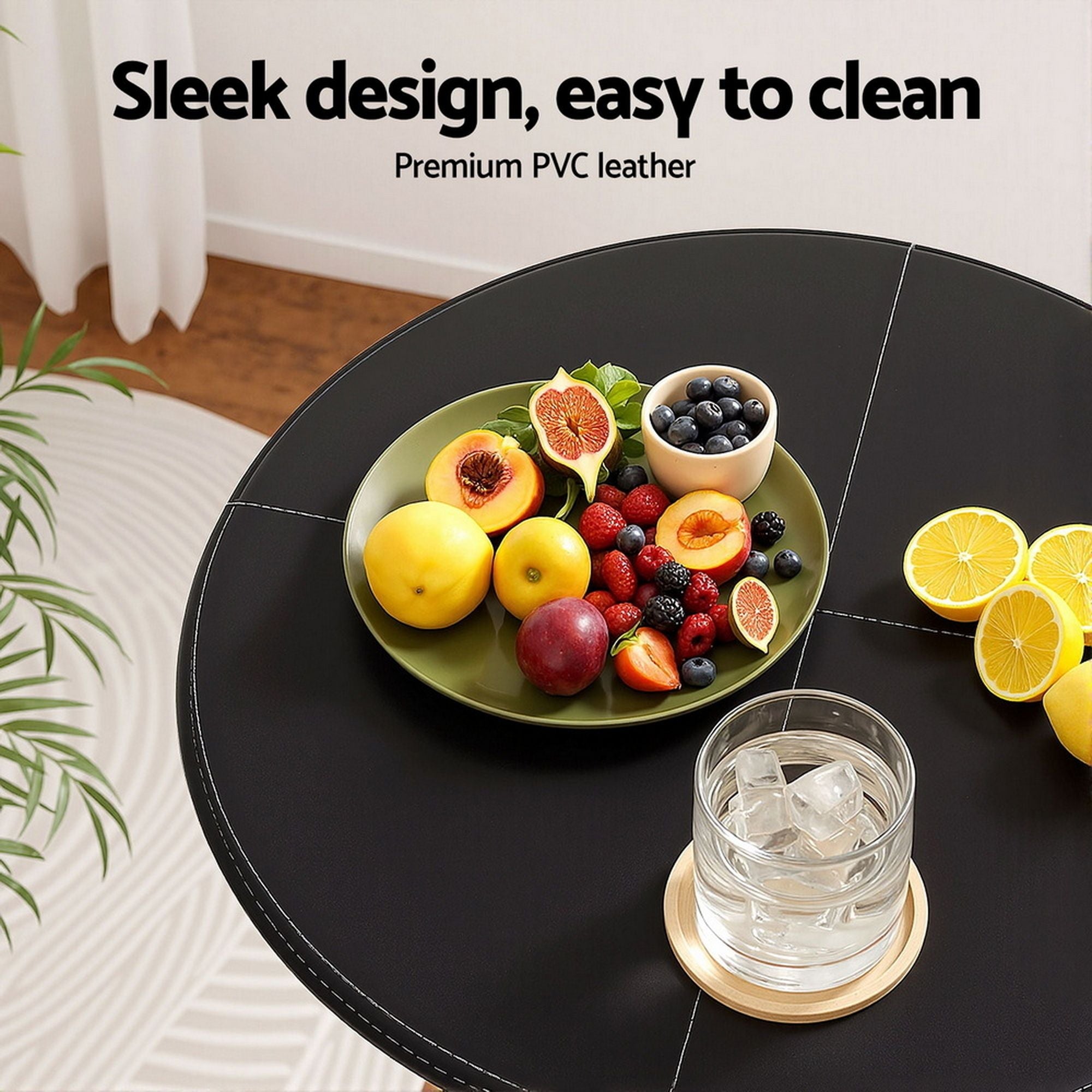 Bar Stools and Table Set 3PCS Dining Desk Kitchen Chair PVC Leather Black - Furniture > Bar Stools & Chairs > Table & Bar Stools - Rivercity House & Home Co. (ABN 18 642 972 209) - Affordable Modern Furniture Australia
