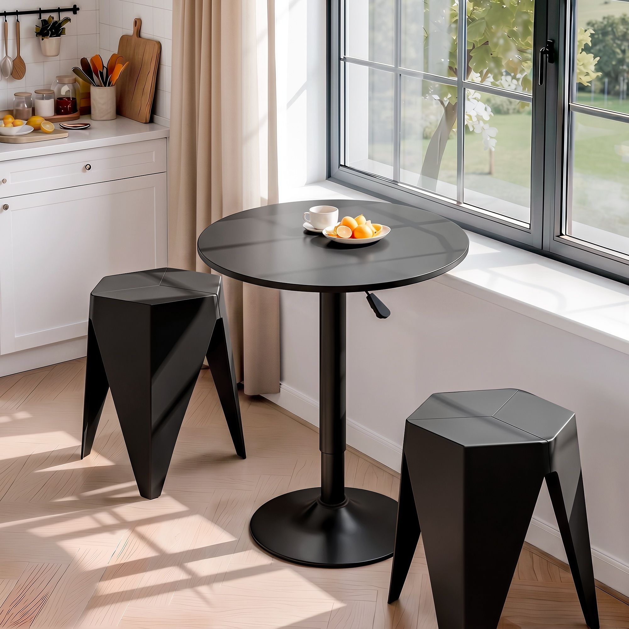 Bar Stools and Table Set 3PCS Dining Desk Kitchen Chairs Cafe Pub Black - Furniture > Bar Stools & Chairs > Table & Bar Stools - Rivercity House & Home Co. (ABN 18 642 972 209) - Affordable Modern Furniture Australia