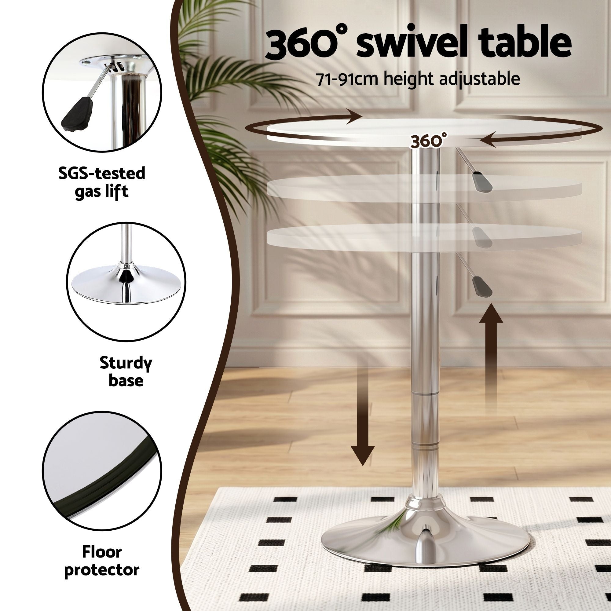 Bar Stools and Table Set 3PCS Dining Desk Kitchen Chairs Cafe Pub White - Furniture > Bar Stools & Chairs > Table & Bar Stools - Rivercity House & Home Co. (ABN 18 642 972 209) - Affordable Modern Furniture Australia