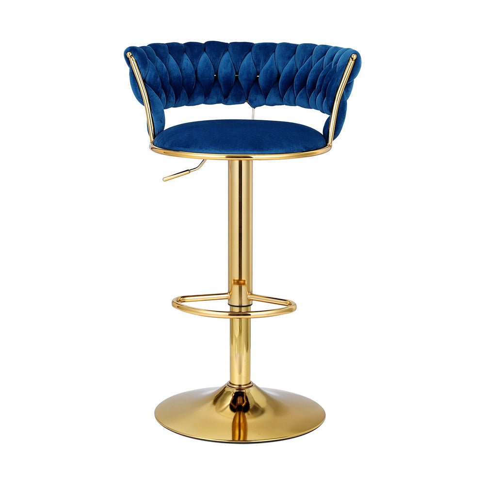 Bar Stools Gas Lift Velvet Woven Backrest Navy - Furniture > Bar Stools & Chairs > Table & Bar Stools - Rivercity House & Home Co. (ABN 18 642 972 209) - Affordable Modern Furniture Australia