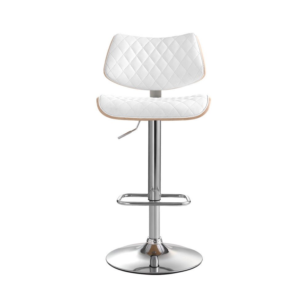 Bar Stools Kitchen Dining Chairs Gas Lift Stool Wooden Leather White - Furniture > Bar Stools & Chairs - Rivercity House & Home Co. (ABN 18 642 972 209) - Affordable Modern Furniture Australia