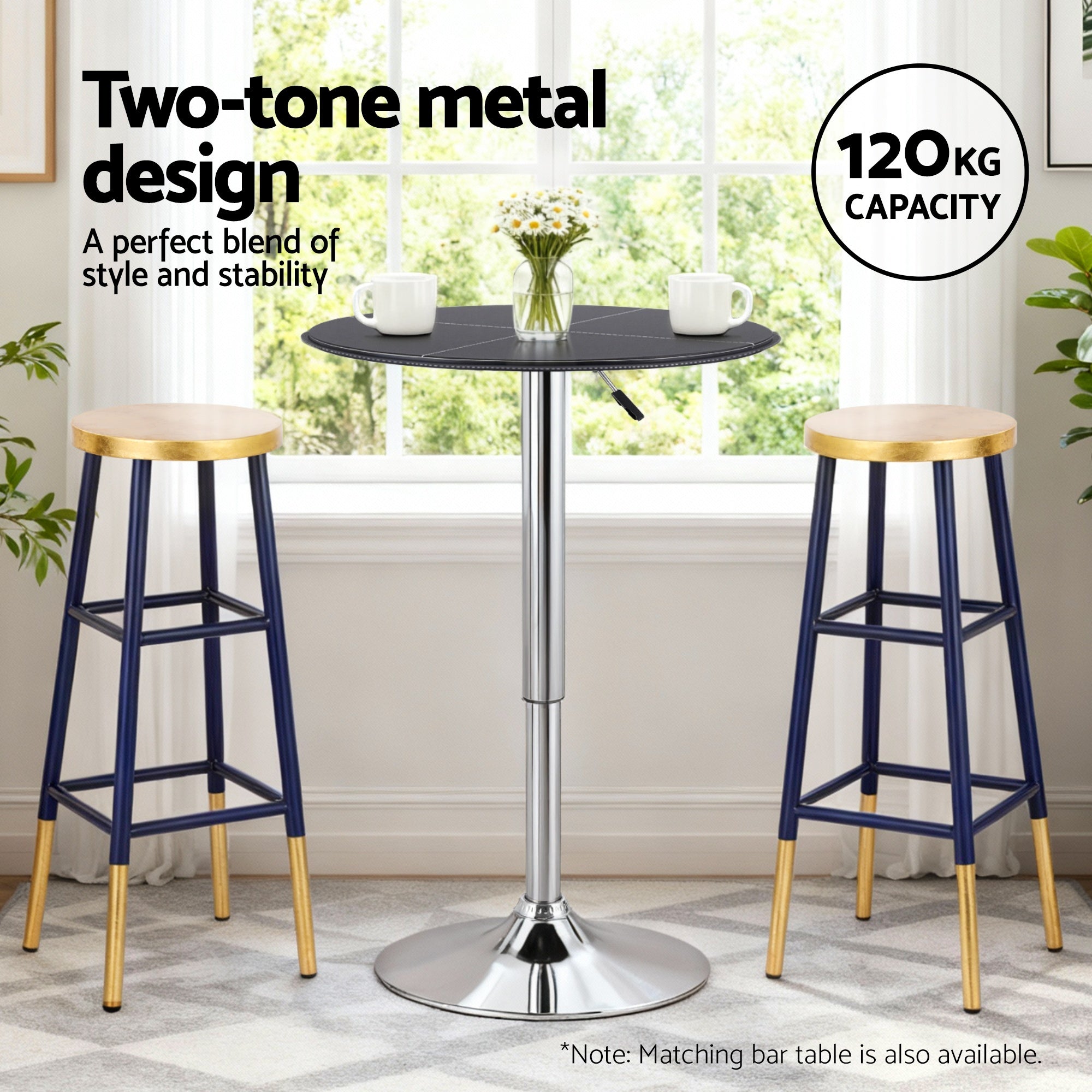 Bar Stools Metal Gold Navy - Furniture > Bar Stools & Chairs > Table & Bar Stools - Rivercity House & Home Co. (ABN 18 642 972 209) - Affordable Modern Furniture Australia