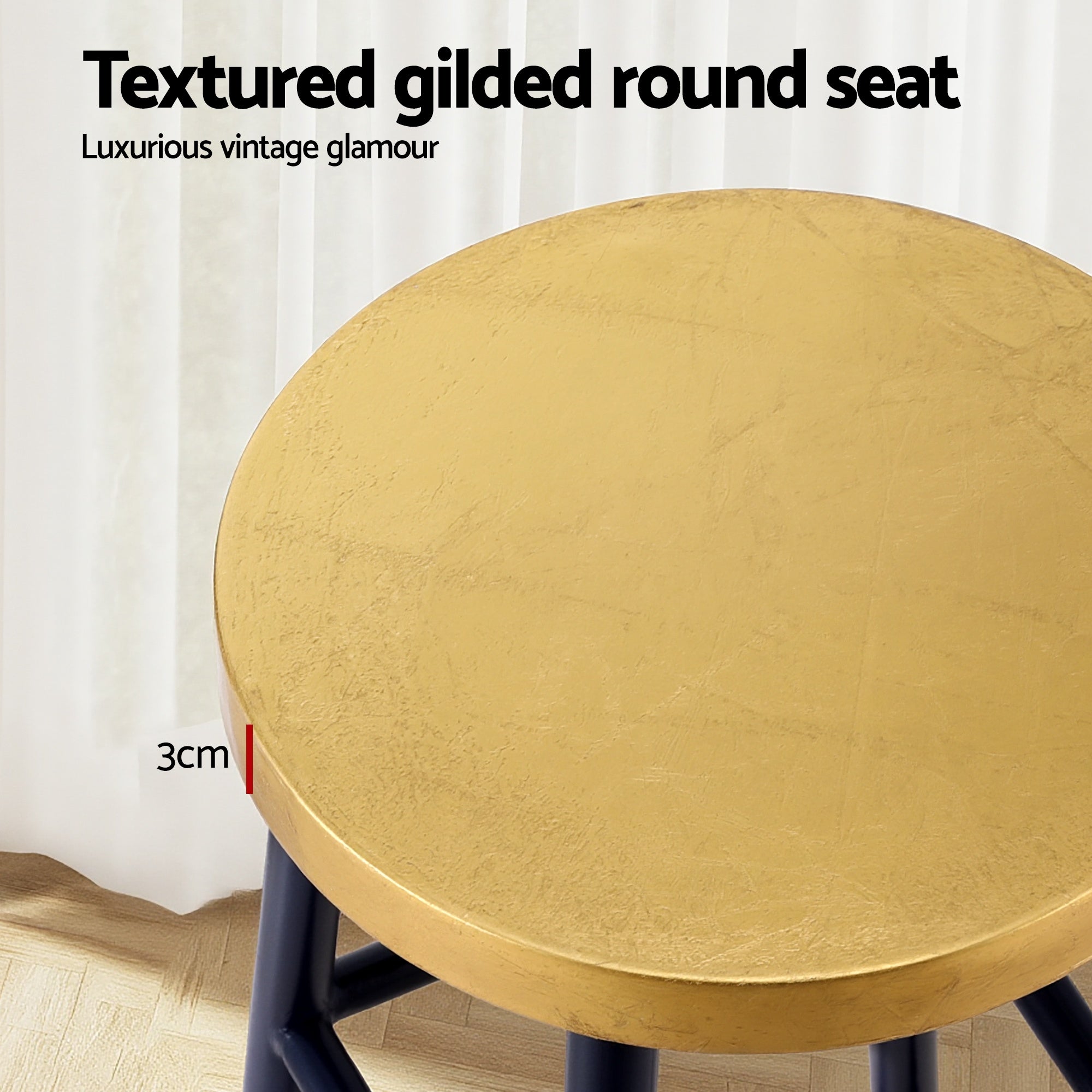 Bar Stools Metal Gold Navy - Furniture > Bar Stools & Chairs > Table & Bar Stools - Rivercity House & Home Co. (ABN 18 642 972 209) - Affordable Modern Furniture Australia