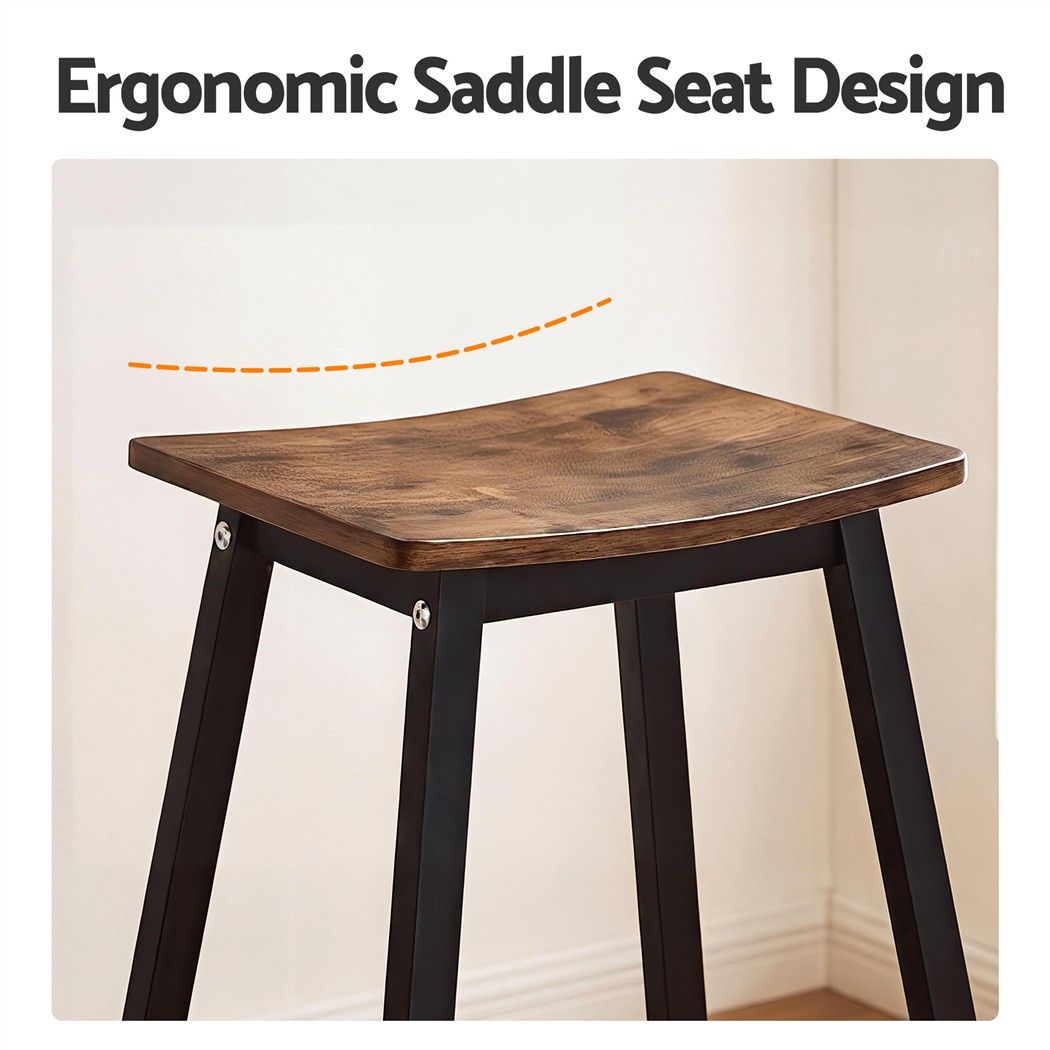 Bar Stools Set of 2 Kitchen Counter Stools Wooden Industrial Rustic Brown - Furniture > Bar Stools & Chairs > Table & Bar Stools - Rivercity House & Home Co. (ABN 18 642 972 209) - Affordable Modern Furniture Australia