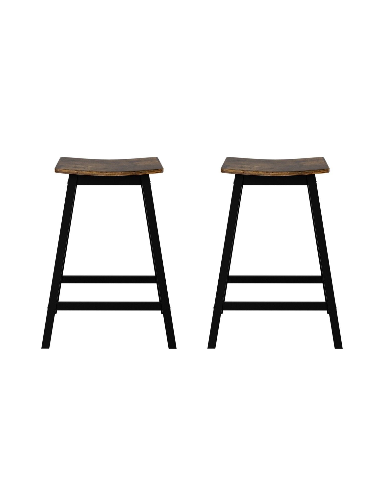 Bar Stools Set of 2 Kitchen Counter Stools Wooden Industrial Rustic Brown - Furniture > Bar Stools & Chairs > Table & Bar Stools - Rivercity House & Home Co. (ABN 18 642 972 209) - Affordable Modern Furniture Australia