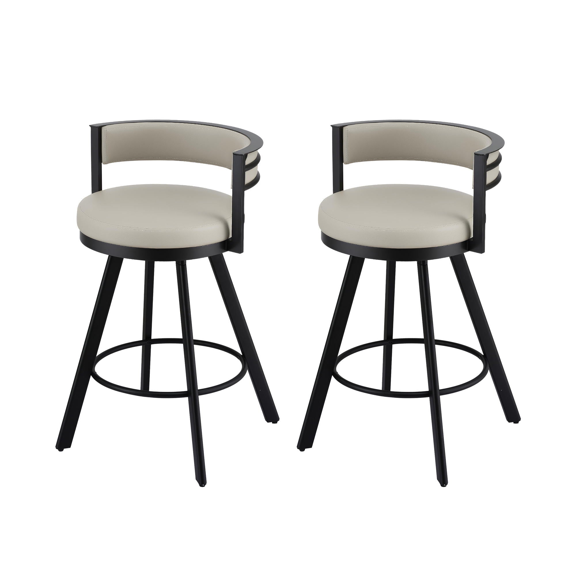 Bar Stools Set of 2 Swivel Kitchen Chair Metal Counter Beige Leather - Furniture > Bar Stools & Chairs > Table & Bar Stools - Rivercity House & Home Co. (ABN 18 642 972 209) - Affordable Modern Furniture Australia