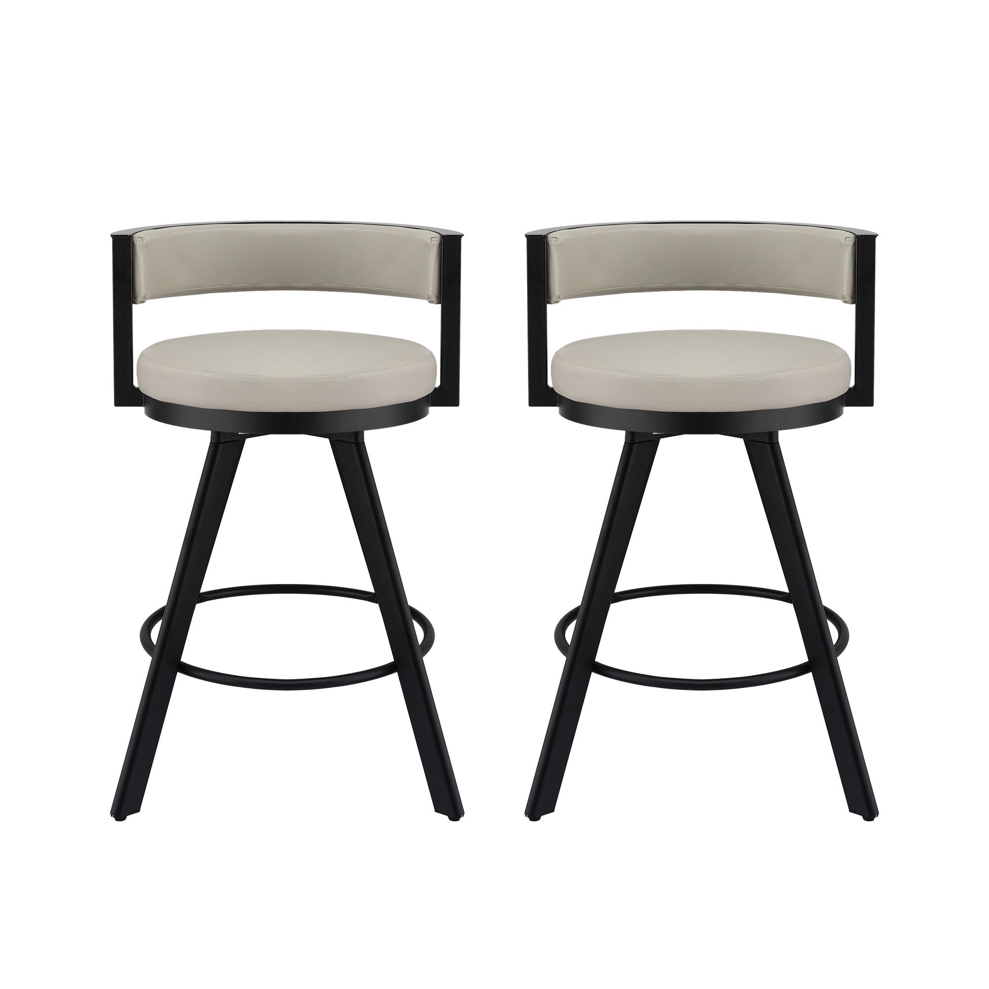 Bar Stools Set of 2 Swivel Kitchen Chair Metal Counter Beige Leather - Furniture > Bar Stools & Chairs > Table & Bar Stools - Rivercity House & Home Co. (ABN 18 642 972 209) - Affordable Modern Furniture Australia
