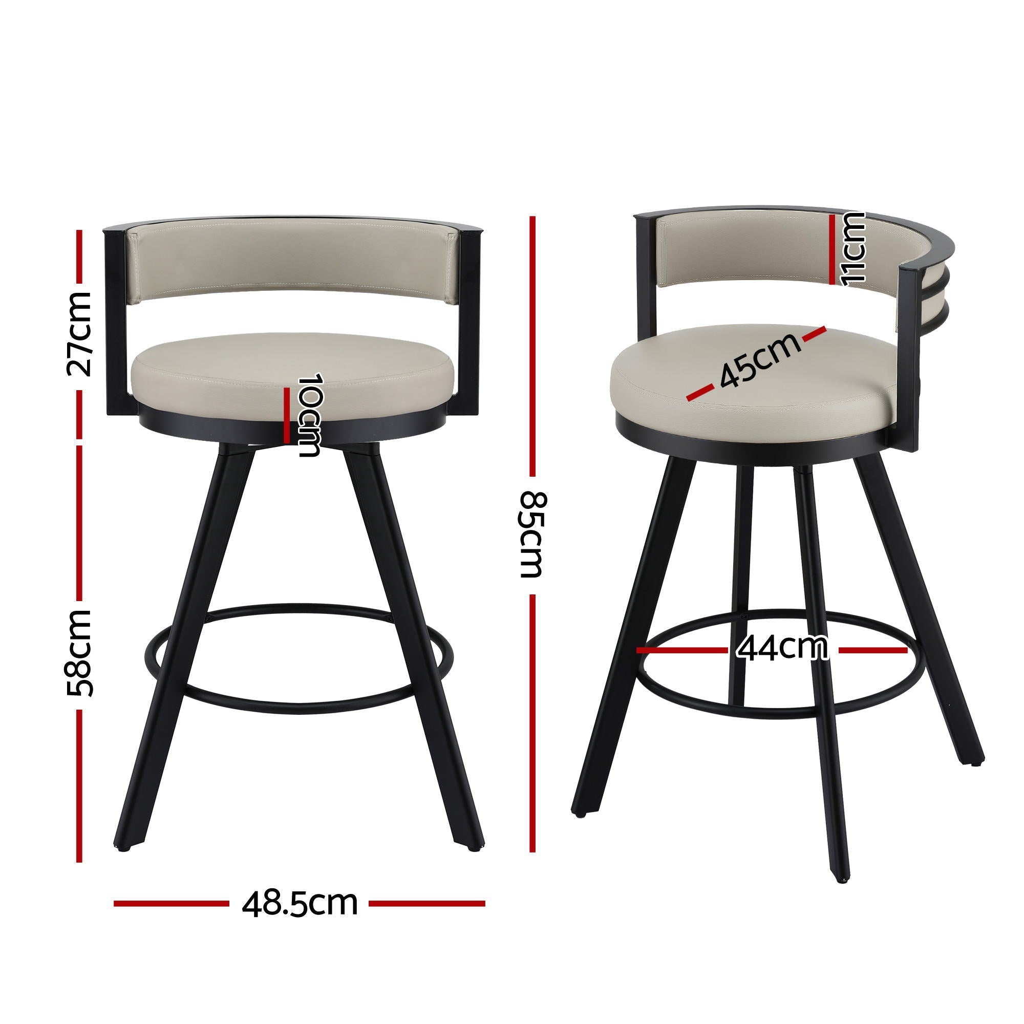 Bar Stools Set of 2 Swivel Kitchen Chair Metal Counter Beige Leather - Furniture > Bar Stools & Chairs > Table & Bar Stools - Rivercity House & Home Co. (ABN 18 642 972 209) - Affordable Modern Furniture Australia