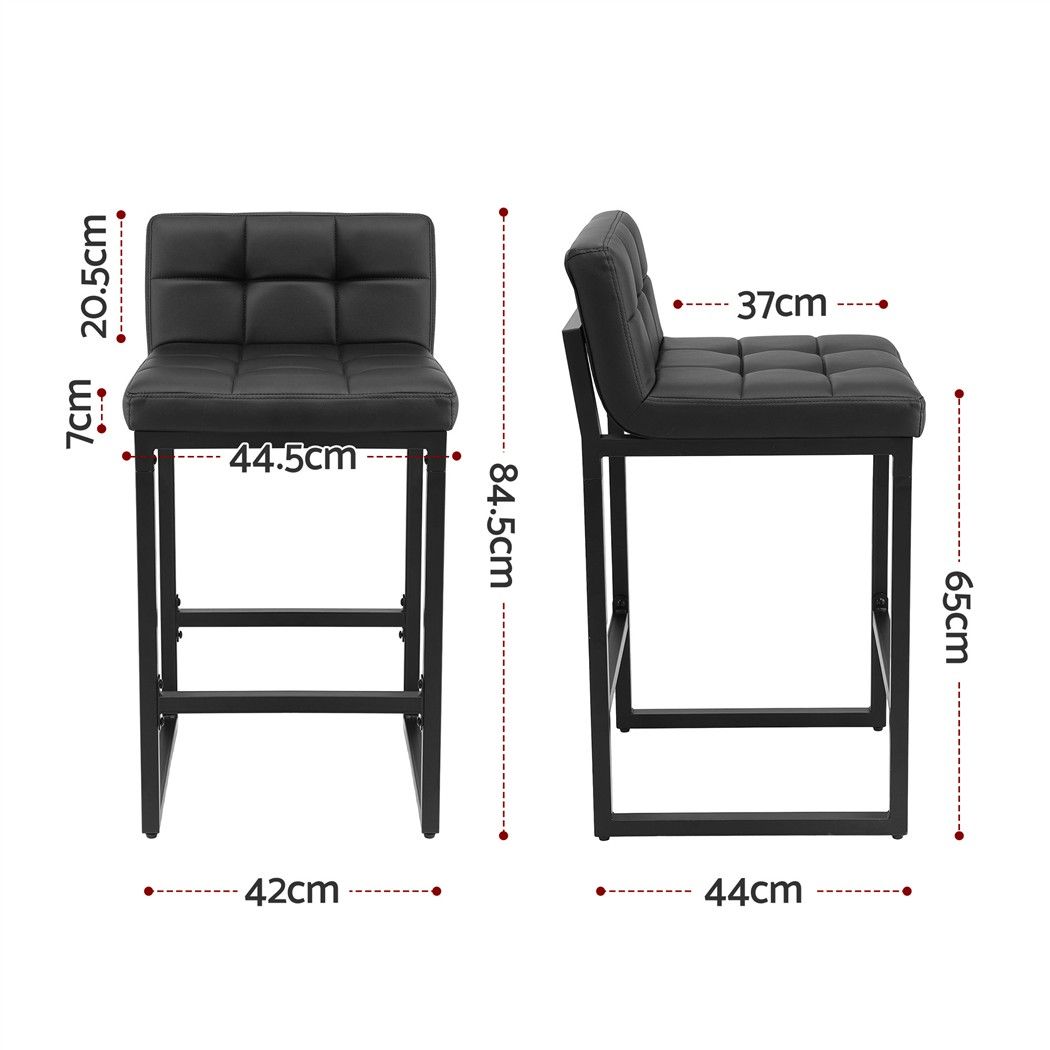 Bar Stools Set of 4 PU Leather Counter Chairs 65cm Seat Height with Low Back - Black - Furniture > Bar Stools & Chairs > Table & Bar Stools - Rivercity House & Home Co. (ABN 18 642 972 209) - Affordable Modern Furniture Australia