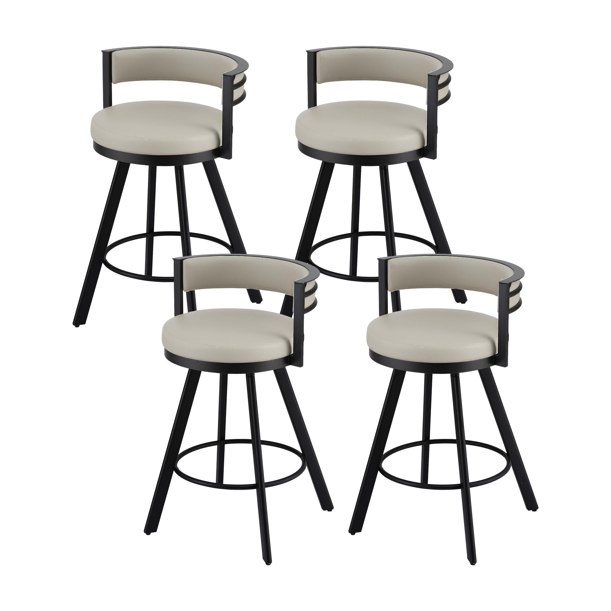 Bar Stools Set of 4 Swivel Kitchen Chair Metal Counter Beige Leather - Furniture > Bar Stools & Chairs > Table & Bar Stools - Rivercity House & Home Co. (ABN 18 642 972 209) - Affordable Modern Furniture Australia