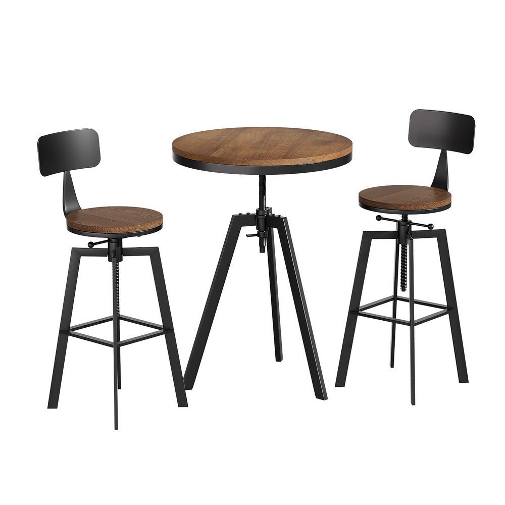 Bar Table and Stools Set Dining Desk Industrial Kitchen Chairs Cafe Pub - Furniture > Bar Stools & Chairs > Table & Bar Stools - Rivercity House & Home Co. (ABN 18 642 972 209) - Affordable Modern Furniture Australia
