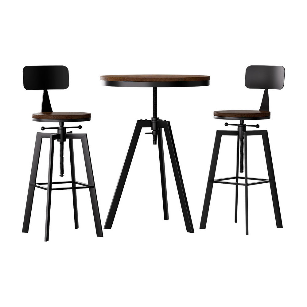 Bar Table and Stools Set Dining Desk Industrial Kitchen Chairs Cafe Pub - Furniture > Bar Stools & Chairs > Table & Bar Stools - Rivercity House & Home Co. (ABN 18 642 972 209) - Affordable Modern Furniture Australia
