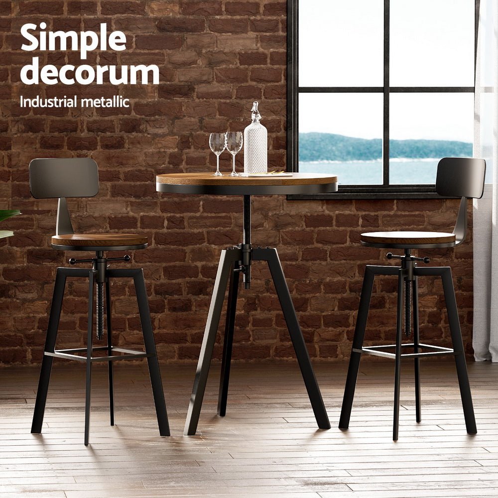 Bar Table and Stools Set Dining Desk Industrial Kitchen Chairs Cafe Pub - Furniture > Bar Stools & Chairs > Table & Bar Stools - Rivercity House & Home Co. (ABN 18 642 972 209) - Affordable Modern Furniture Australia