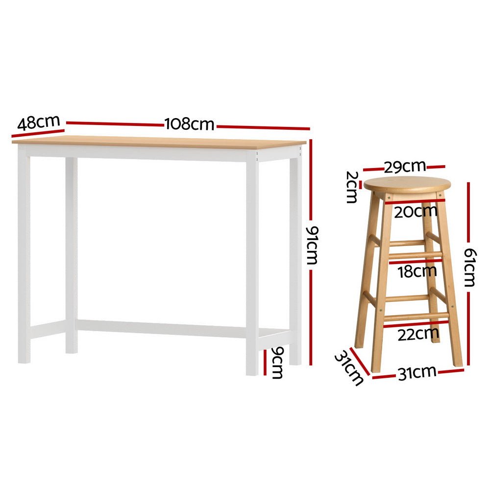 Bar Table and Stools Set Dining Desk Kitchen Chairs Cafe Pub - Furniture > Bar Stools & Chairs > Table & Bar Stools - Rivercity House & Home Co. (ABN 18 642 972 209) - Affordable Modern Furniture Australia
