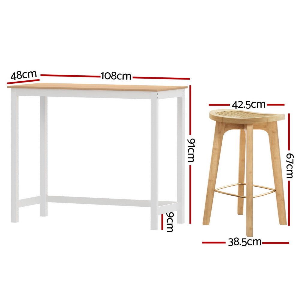 Bar Table and Stools Set Dining Desk Kitchen Chairs Cafe Pub - Furniture > Bar Stools & Chairs > Table & Bar Stools - Rivercity House & Home Co. (ABN 18 642 972 209) - Affordable Modern Furniture Australia