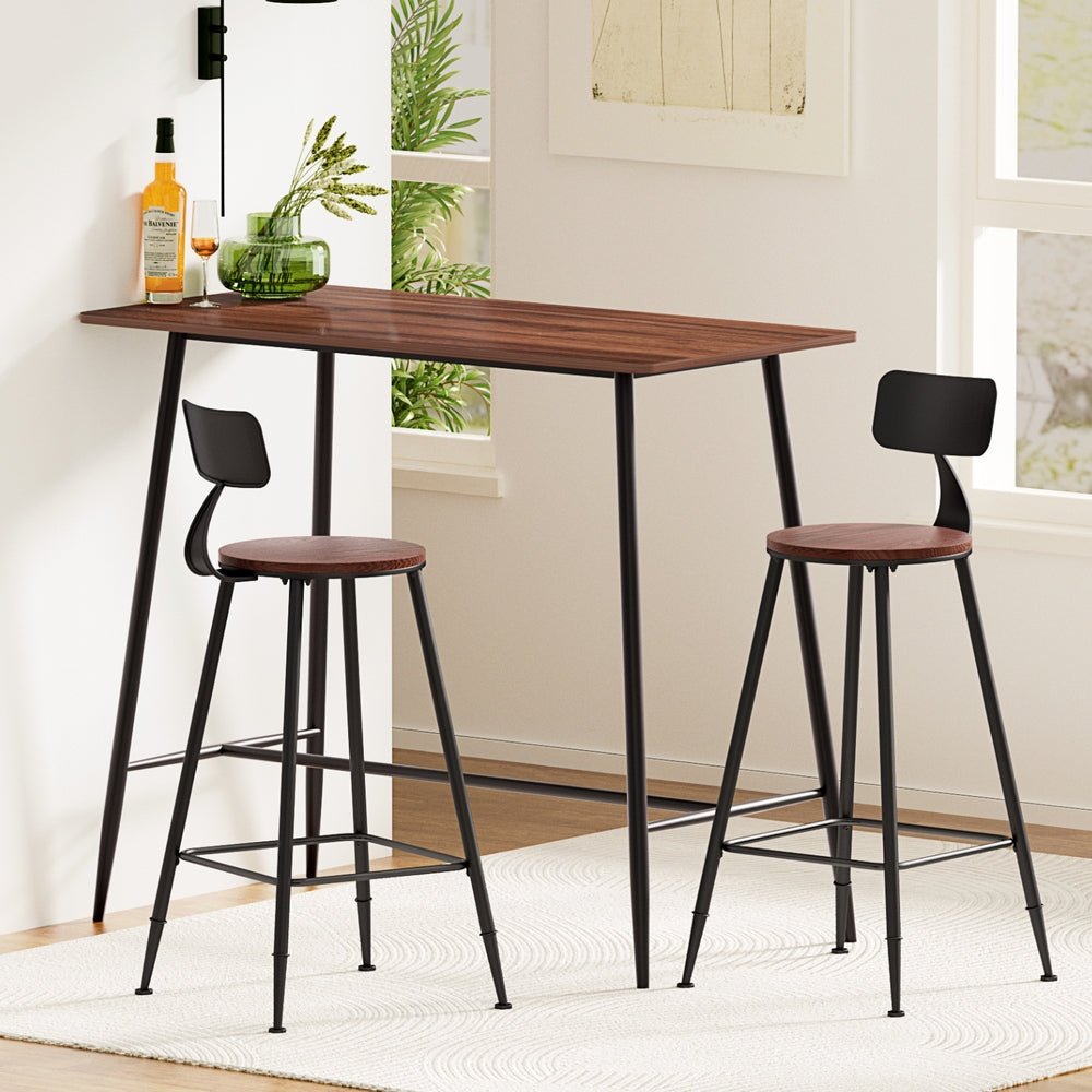 Bar Table and Stools Set Dining Desk Kitchen Chairs Cafe Pub - Furniture > Bar Stools & Chairs > Table & Bar Stools - Rivercity House & Home Co. (ABN 18 642 972 209) - Affordable Modern Furniture Australia