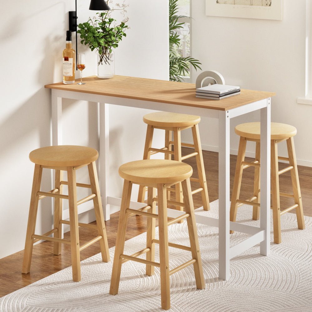 Bar Table and Stools Set Dining Desk Kitchen Chairs Cafe Pub - Furniture > Bar Stools & Chairs > Table & Bar Stools - Rivercity House & Home Co. (ABN 18 642 972 209) - Affordable Modern Furniture Australia