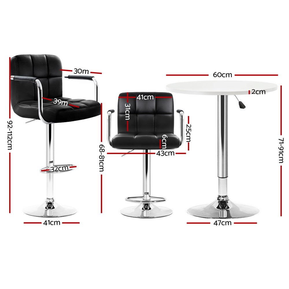 Bar Table and Stools Set Dining Desk Kitchen Chairs Cafe Pub - Furniture > Bar Stools & Chairs > Table & Bar Stools - Rivercity House & Home Co. (ABN 18 642 972 209) - Affordable Modern Furniture Australia