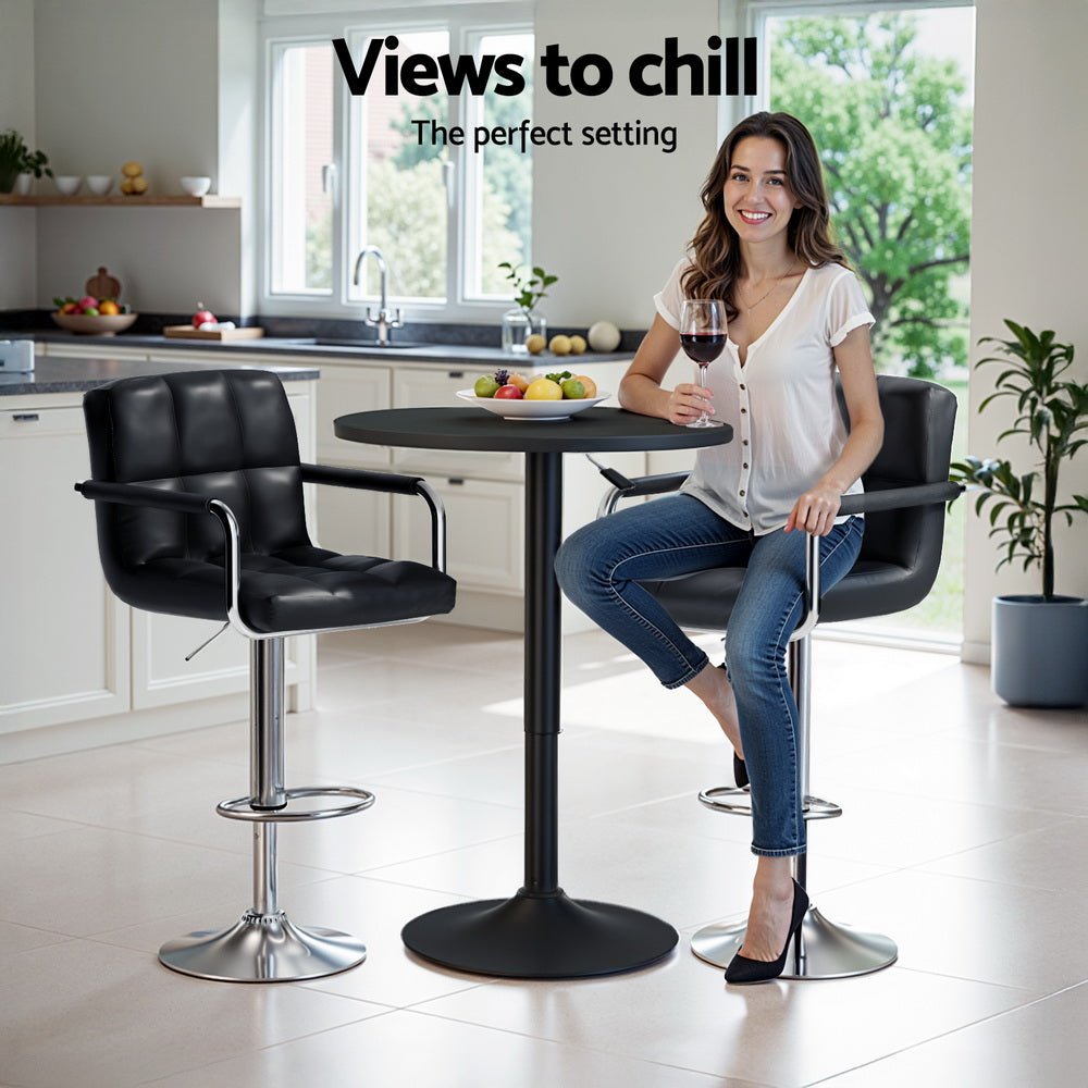 Bar Table and Stools Set Dining Desk Kitchen Chairs Cafe Pub - Furniture > Bar Stools & Chairs > Table & Bar Stools - Rivercity House & Home Co. (ABN 18 642 972 209) - Affordable Modern Furniture Australia