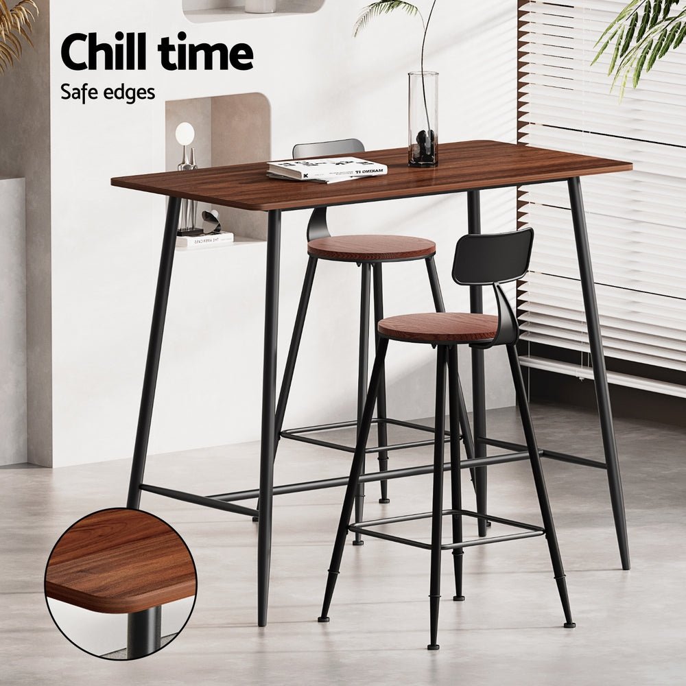 Bar Table and Stools Set Dining Desk Kitchen Chairs Cafe Pub - Furniture > Bar Stools & Chairs > Table & Bar Stools - Rivercity House & Home Co. (ABN 18 642 972 209) - Affordable Modern Furniture Australia