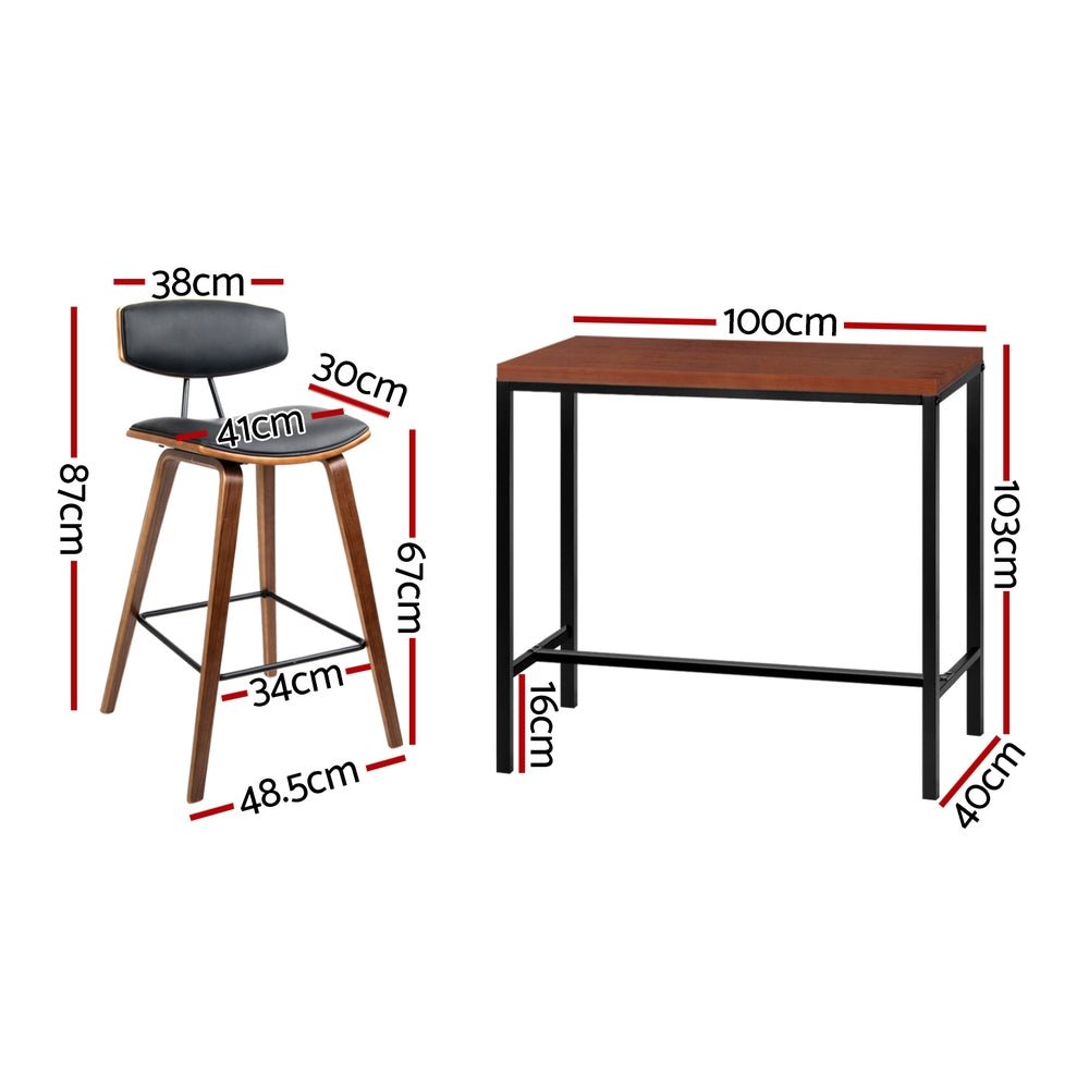 Bar Table and Stools Set Dining Desk Kitchen Chairs Cafe Pub - Furniture > Bar Stools & Chairs > Table & Bar Stools - Rivercity House & Home Co. (ABN 18 642 972 209) - Affordable Modern Furniture Australia