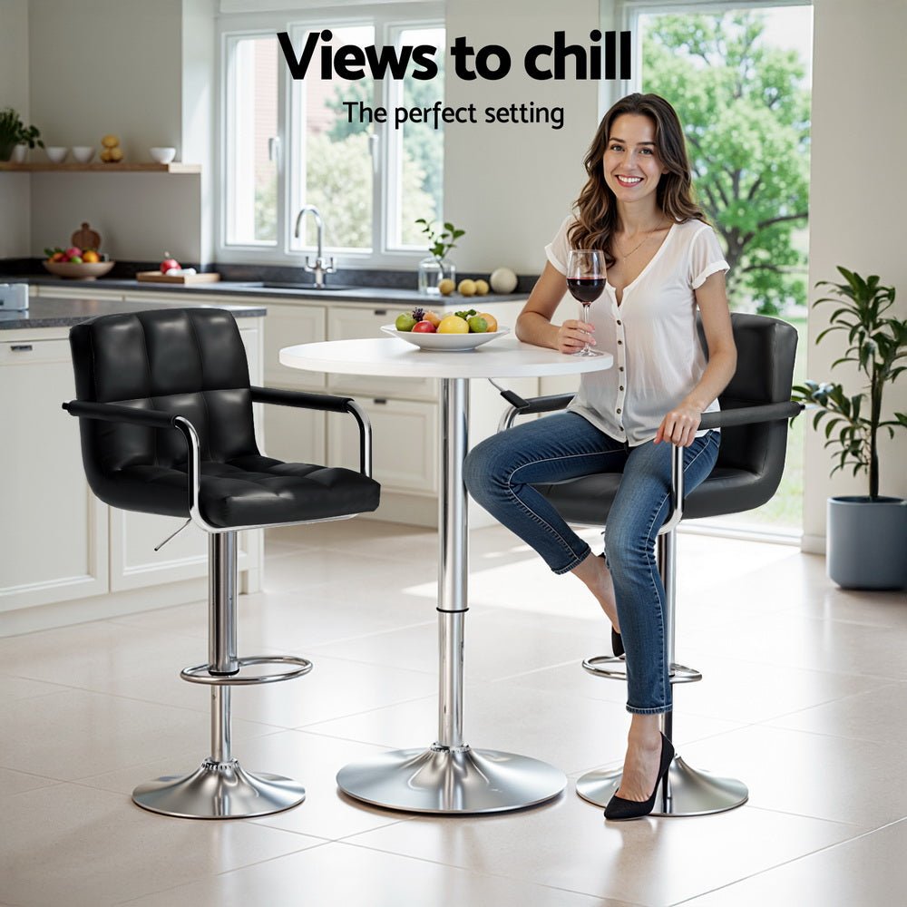 Bar Table and Stools Set Dining Desk Kitchen Chairs Cafe Pub - Furniture > Bar Stools & Chairs > Table & Bar Stools - Rivercity House & Home Co. (ABN 18 642 972 209) - Affordable Modern Furniture Australia
