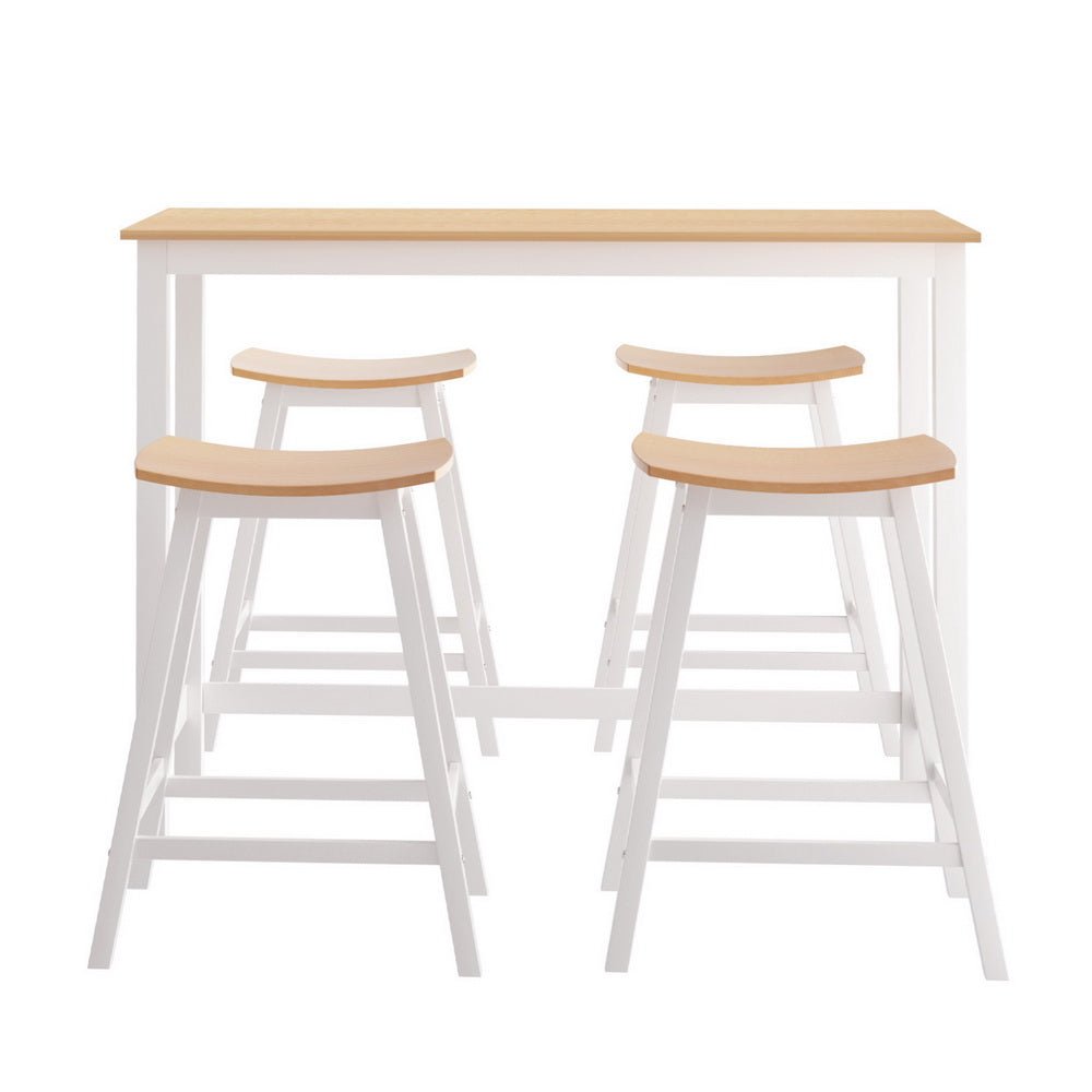 Bar Table and Stools Set Dining Desk Solid Wood Kitchen Chairs Cafe Pub - Furniture > Bar Stools & Chairs > Table & Bar Stools - Rivercity House & Home Co. (ABN 18 642 972 209) - Affordable Modern Furniture Australia