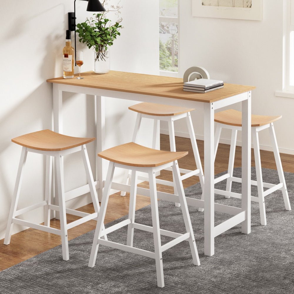 Bar Table and Stools Set Dining Desk Solid Wood Kitchen Chairs Cafe Pub - Furniture > Bar Stools & Chairs > Table & Bar Stools - Rivercity House & Home Co. (ABN 18 642 972 209) - Affordable Modern Furniture Australia