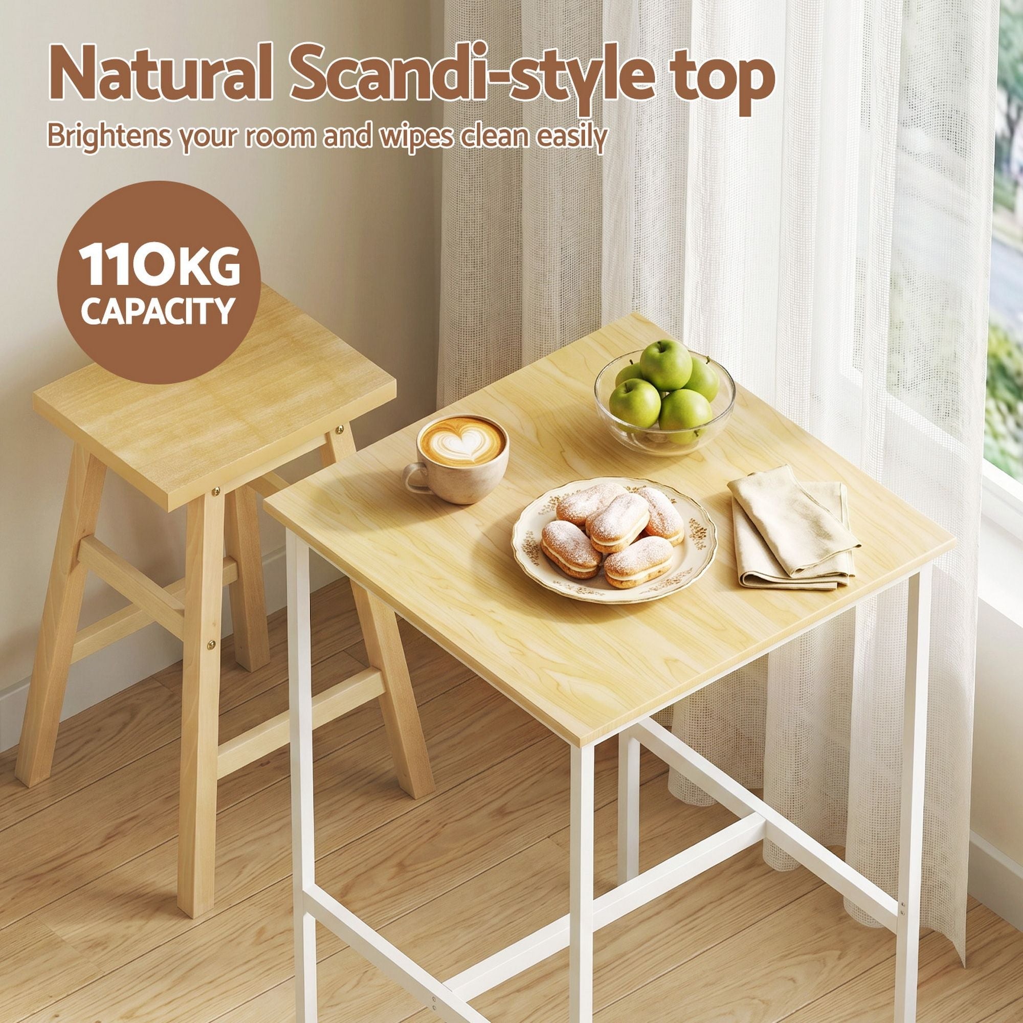 Bar Table Counter Height Kitchen High Dining Desk Pub 60x92cm Modern Pine - Furniture > Living Room > Coffee Tables - Rivercity House & Home Co. (ABN 18 642 972 209) - Affordable Modern Furniture Australia