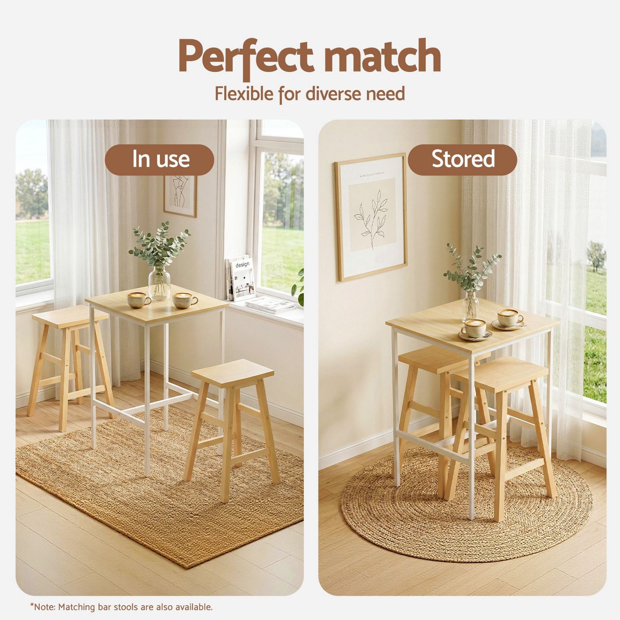 Bar Table Counter Height Kitchen High Dining Desk Pub 60x92cm Modern Pine - Furniture > Living Room > Coffee Tables - Rivercity House & Home Co. (ABN 18 642 972 209) - Affordable Modern Furniture Australia