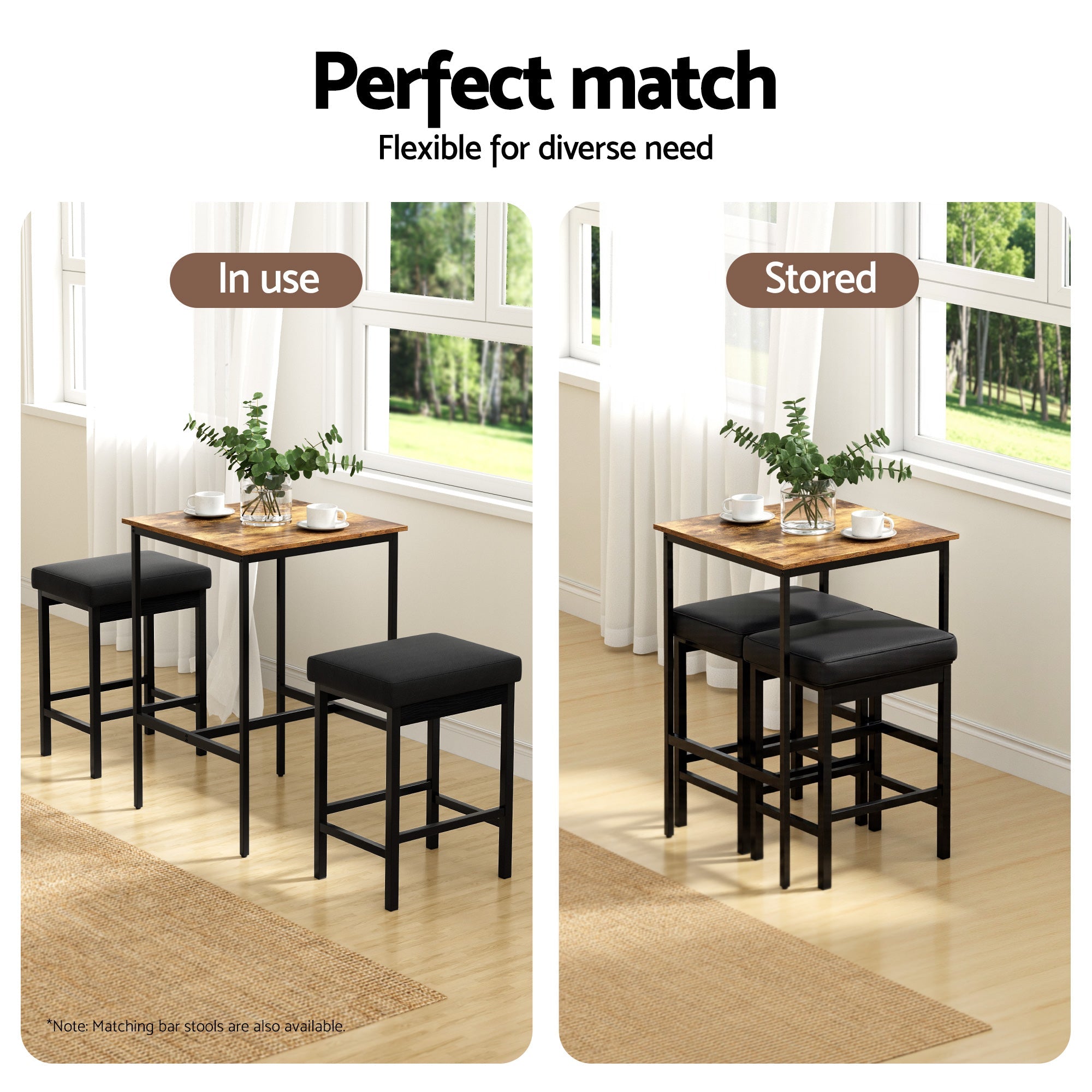 Bar Table Counter Kitchen Dining Desk Pub 60x92cm Vintage Metal Walnut - Furniture > Living Room > Coffee Tables - Rivercity House & Home Co. (ABN 18 642 972 209) - Affordable Modern Furniture Australia