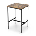 Vintage Square Bar Table 60x92cm with Metal Frame and Walnut Top - Black