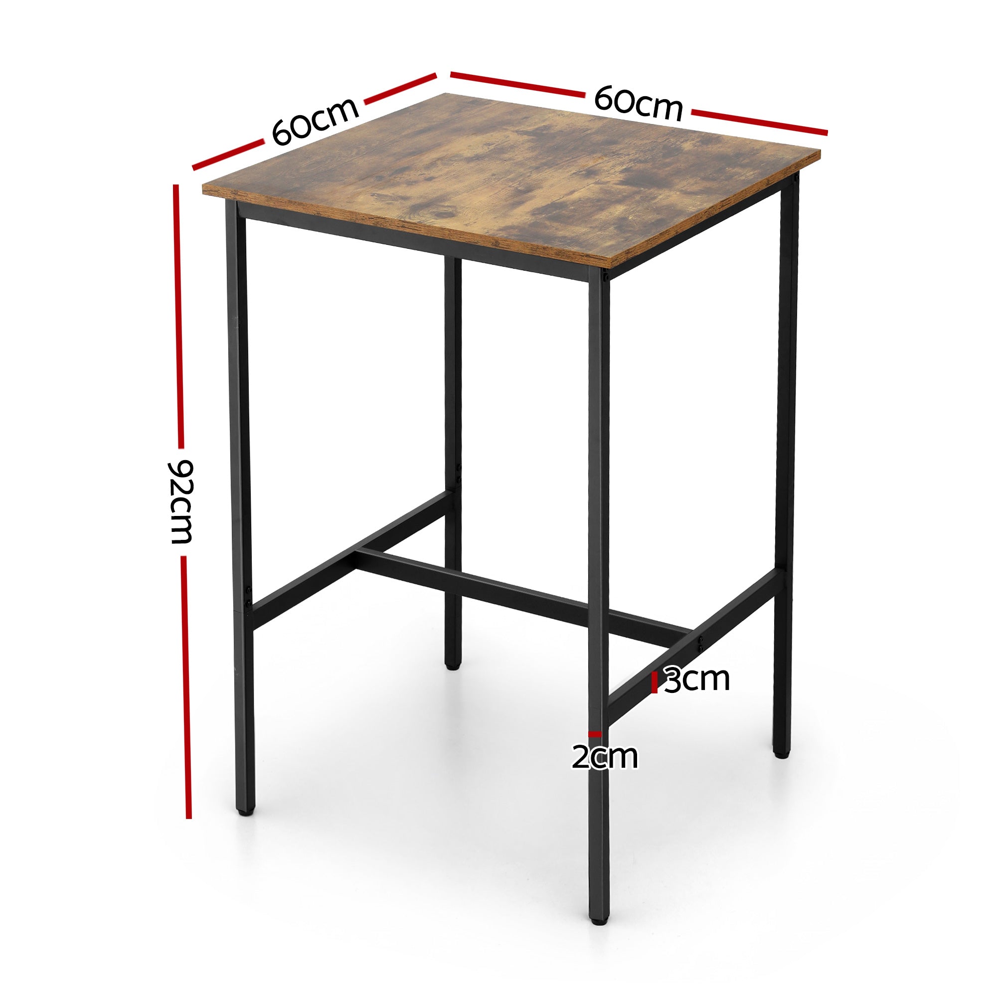 Bar Table Counter Kitchen Dining Desk Pub 60x92cm Vintage Metal Walnut - Furniture > Living Room > Coffee Tables - Rivercity House & Home Co. (ABN 18 642 972 209) - Affordable Modern Furniture Australia