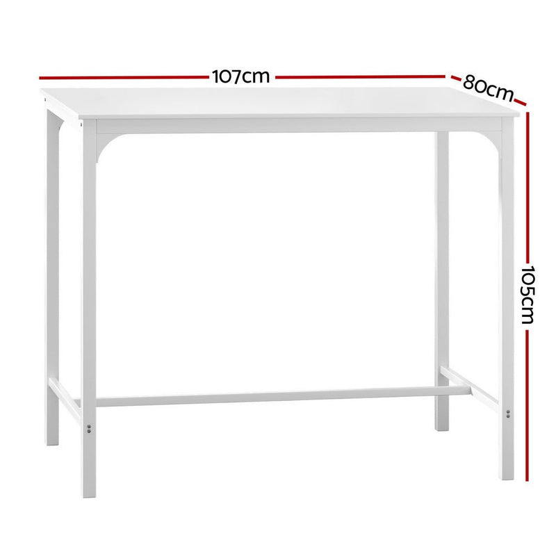 Bar Table Dining Desk High Kitchen Shelf Metal Legs Cafe Pub White - Furniture > Dining - Rivercity House & Home Co. (ABN 18 642 972 209) - Affordable Modern Furniture Australia