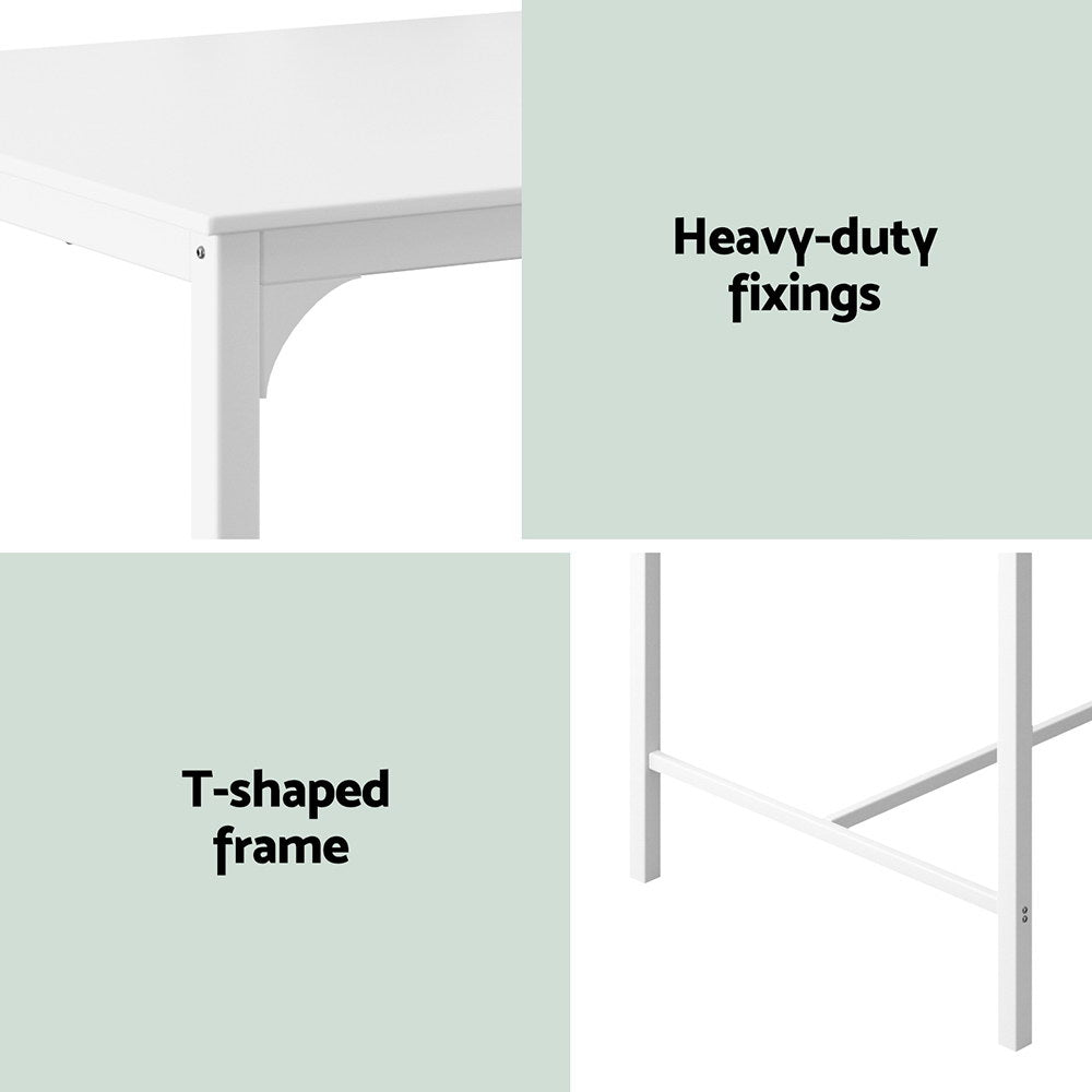 Bar Table Dining Desk High Kitchen Shelf Metal Legs Cafe Pub White - Furniture > Dining - Rivercity House & Home Co. (ABN 18 642 972 209) - Affordable Modern Furniture Australia