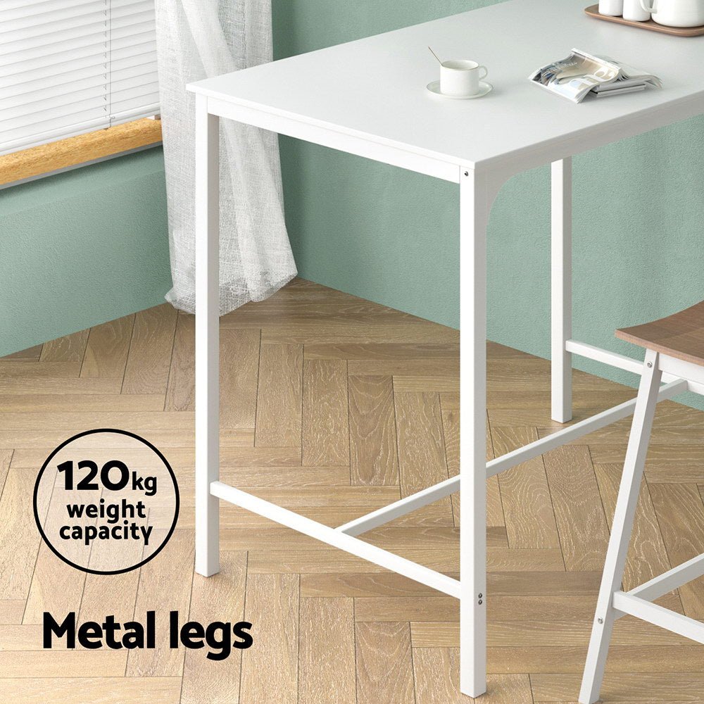 Bar Table Dining Desk High Kitchen Shelf Metal Legs Cafe Pub White - Furniture > Dining - Rivercity House & Home Co. (ABN 18 642 972 209) - Affordable Modern Furniture Australia